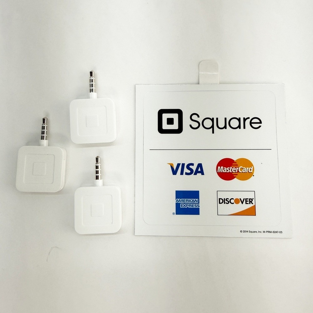 Square Reader for Magstripe 3.5mm Headphone Jack White Lot of 3 with Decal